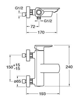PROFILO CRIPF107 - Wall-mounted single handle bathtub mixer by CRISTINA Rubinetterie - view 3